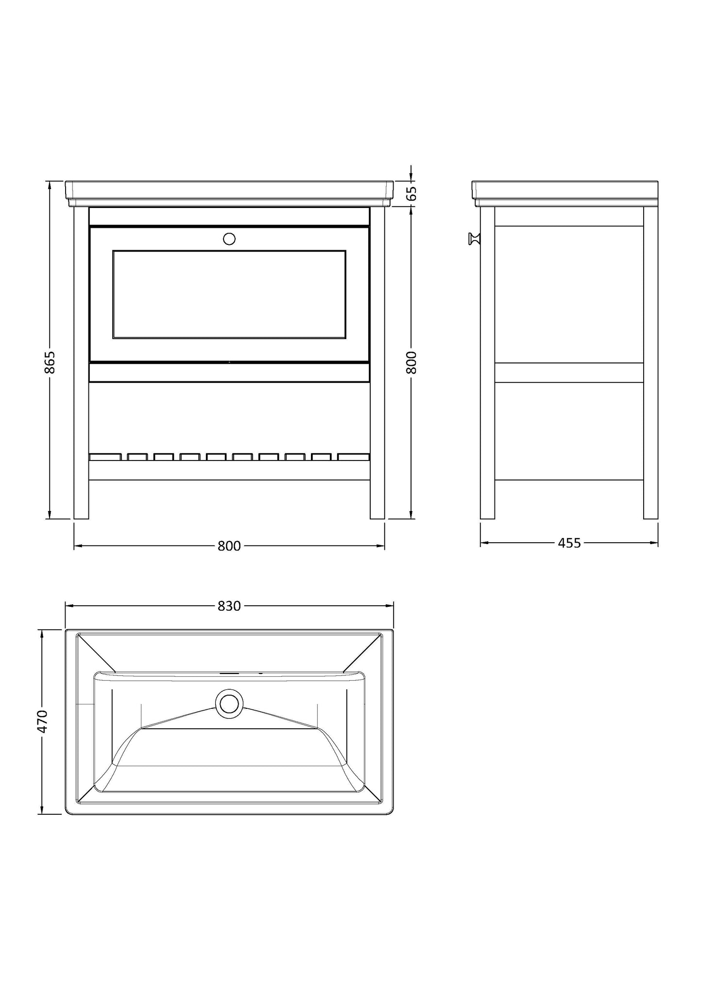 Hudson Reed 800mm Floor Standing Vanity & Basin 0TH