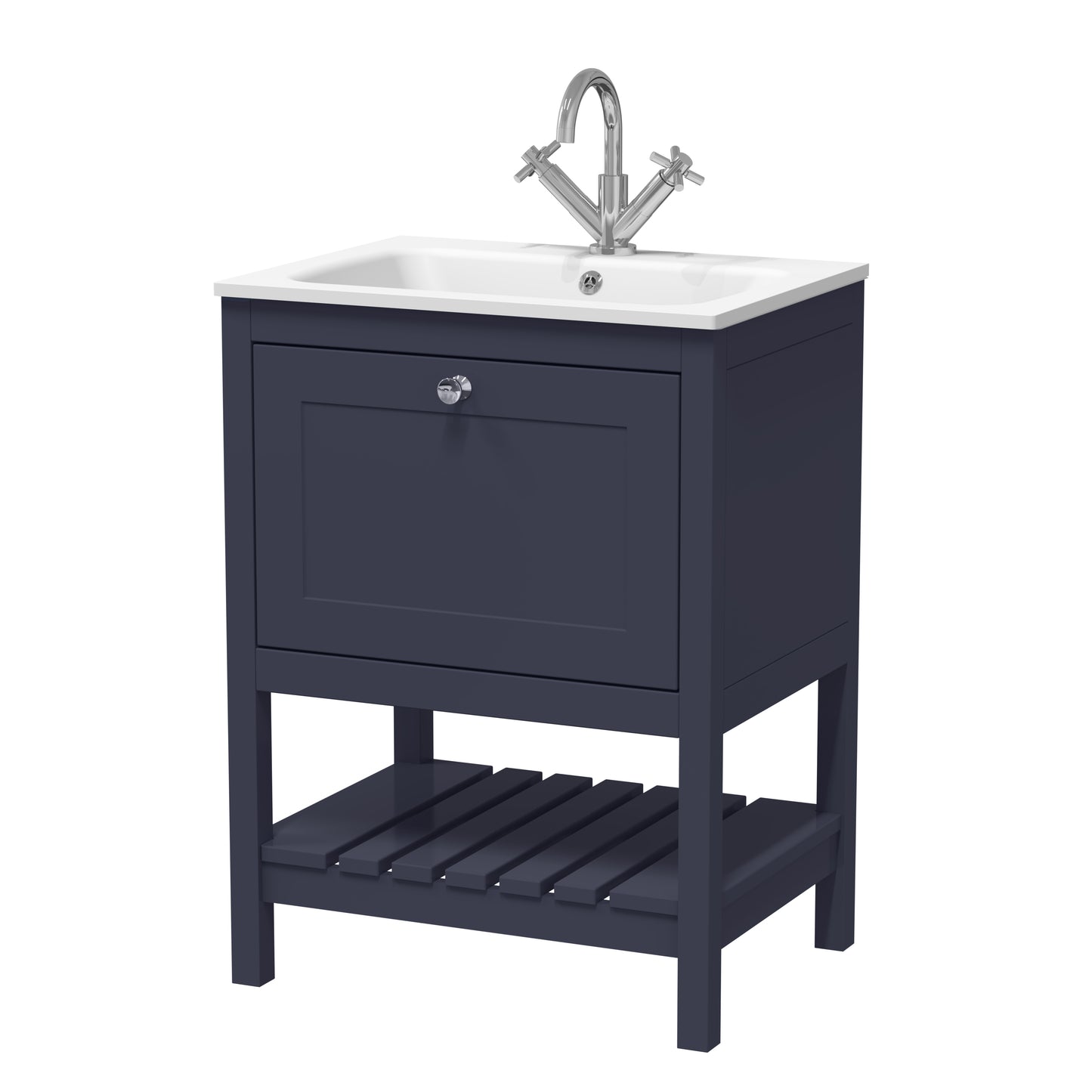 Hudson Reed 600mm Floor Standing Drawer & Stone Basin 1TH