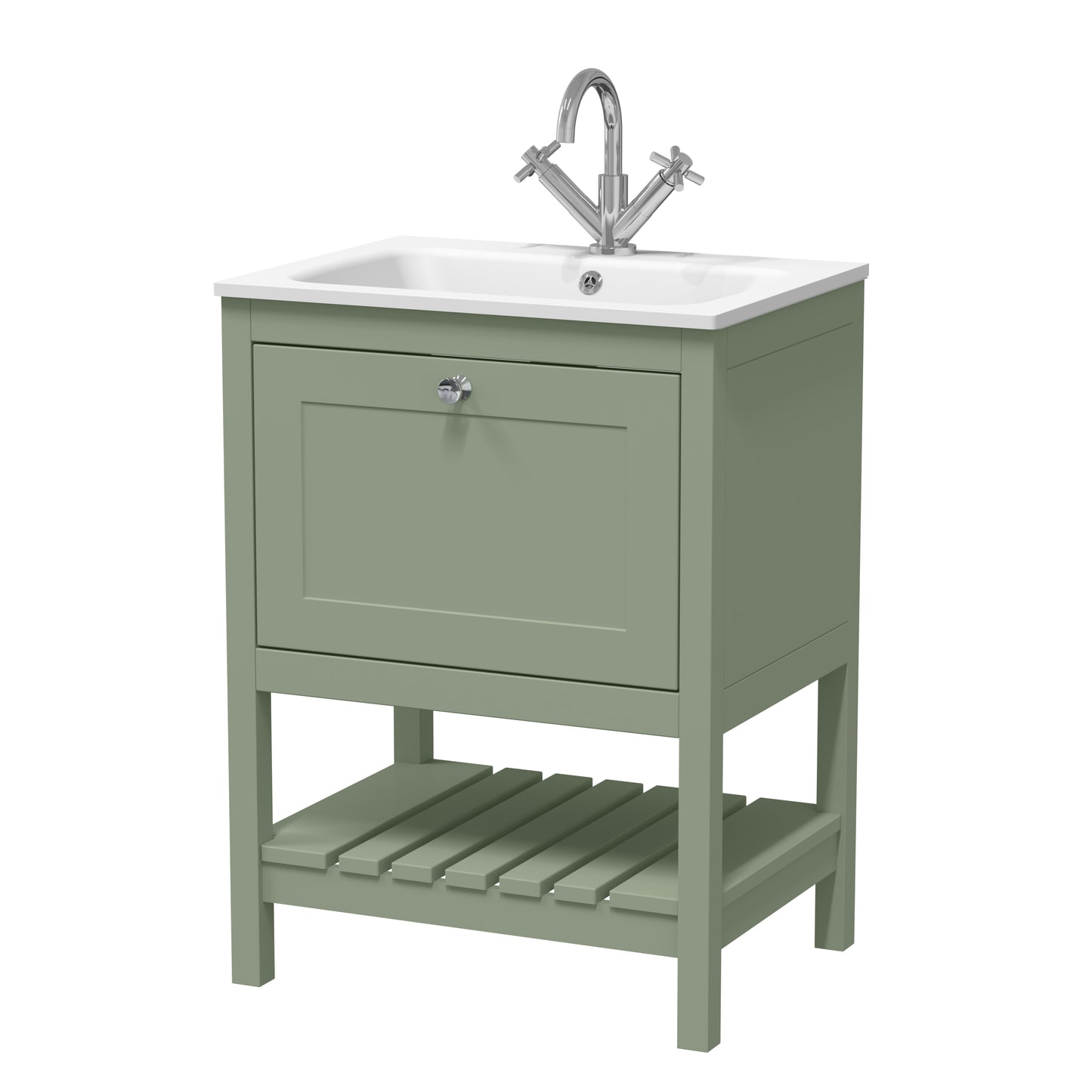 Hudson Reed 600mm Floor Standing Drawer & Stone Basin 1TH