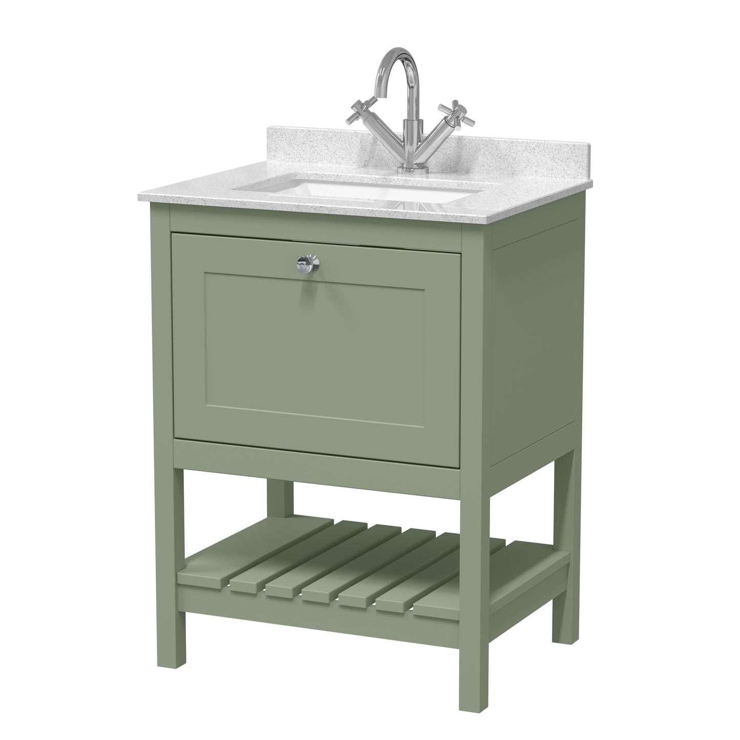 Hudson Reed 600mm Floor Standing Vanity & Marble Top 1TH