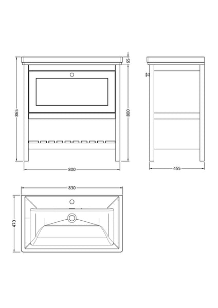 Hudson Reed 800mm Floor Standing Vanity & Basin 1TH