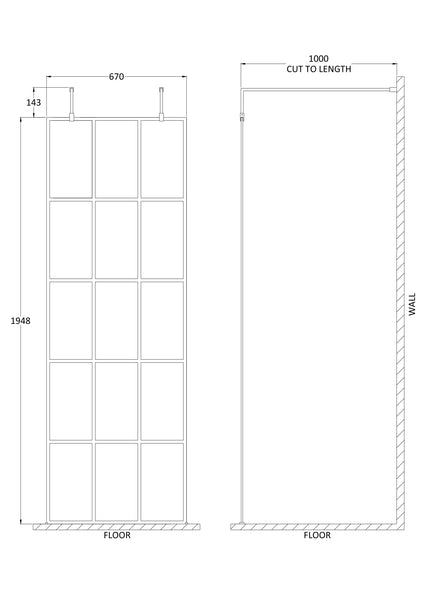 Hudson Reed 700mm Frame Screen with Arms and Feet