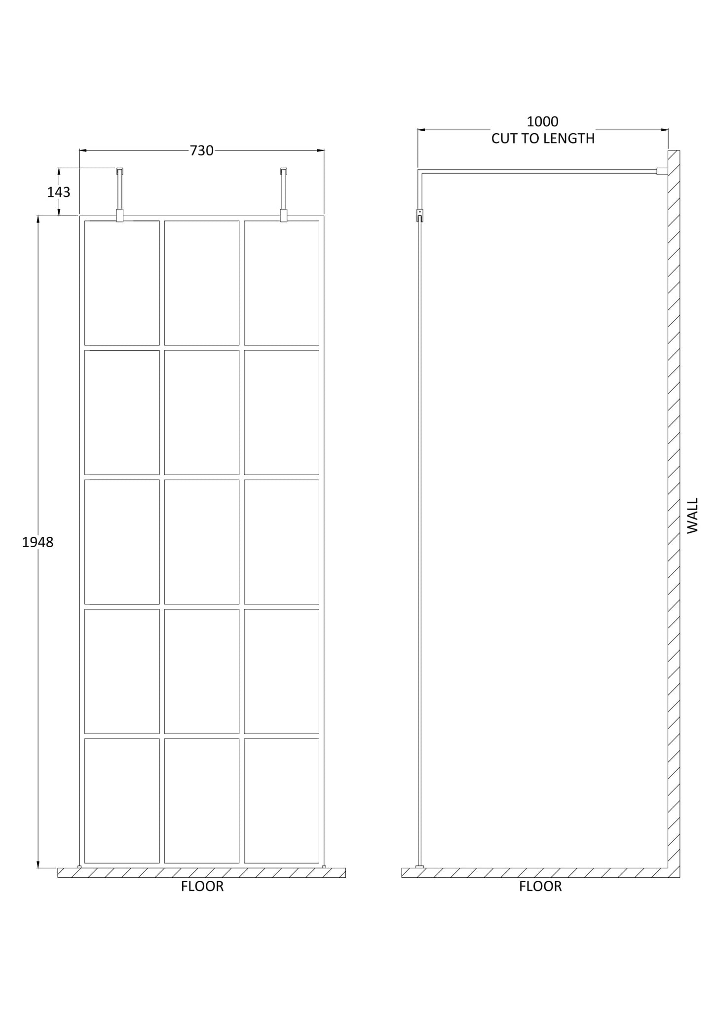 Hudson Reed 760mm Frame Screen with Arms and Feet
