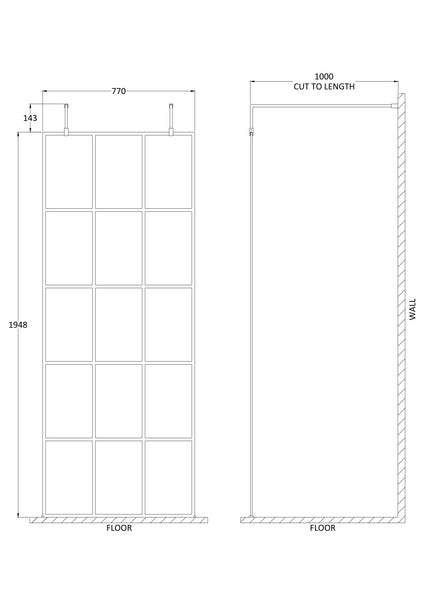 Hudson Reed 800mm Frame Screen with Arms and Feet