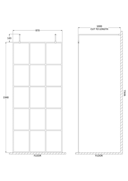 Hudson Reed 900mm Frame Screen with Arms and Feet