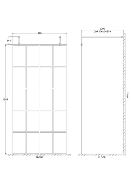 Hudson Reed 1000mm Frame Screen with Arms and Feet