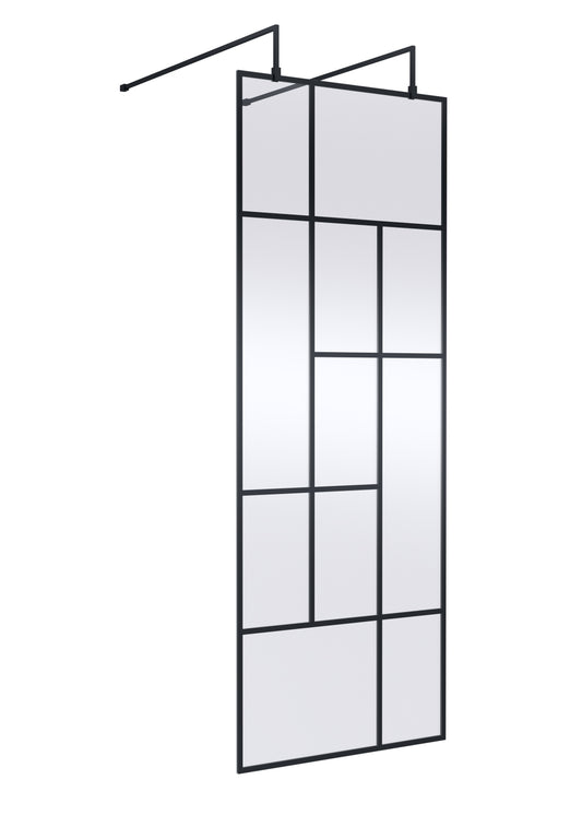 Hudson Reed 760mm Abstract Frame Wetroom Screen with Support Bars
