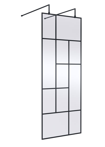Hudson Reed 800mm Abstract Frame Wetroom Screen with Support Bars
