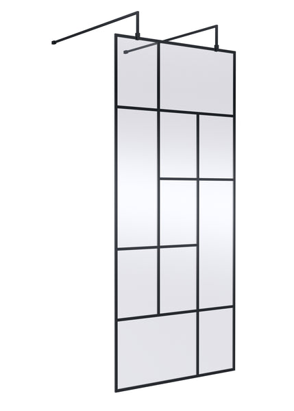 Hudson Reed 900mm Abstract Frame Wetroom Screen with Support Bars