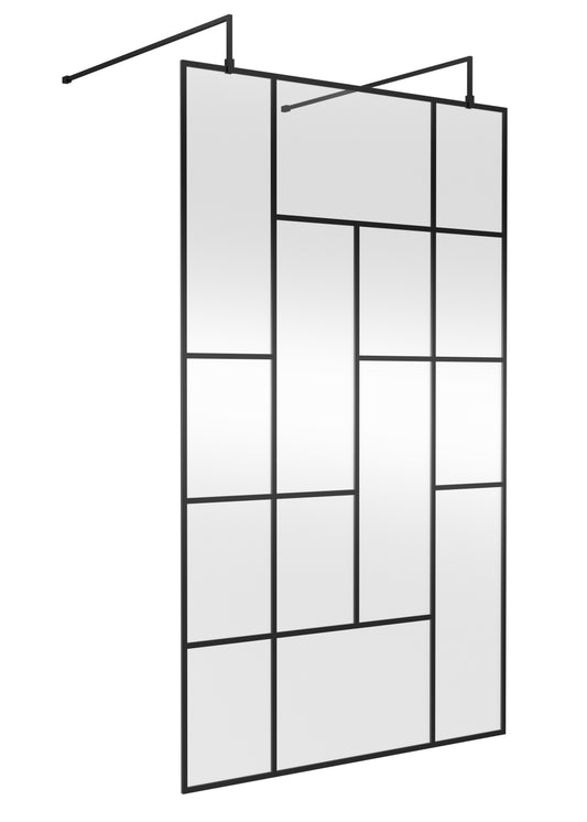 Hudson Reed 1200mm Abstract Frame Wetroom Screen with Support Bars