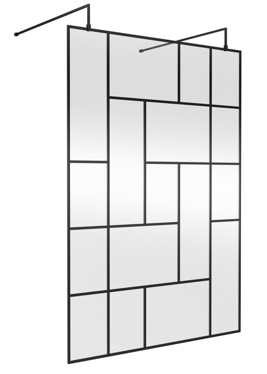 Hudson Reed 1400mm Abstract Frame Wetroom Screen with Support Bars