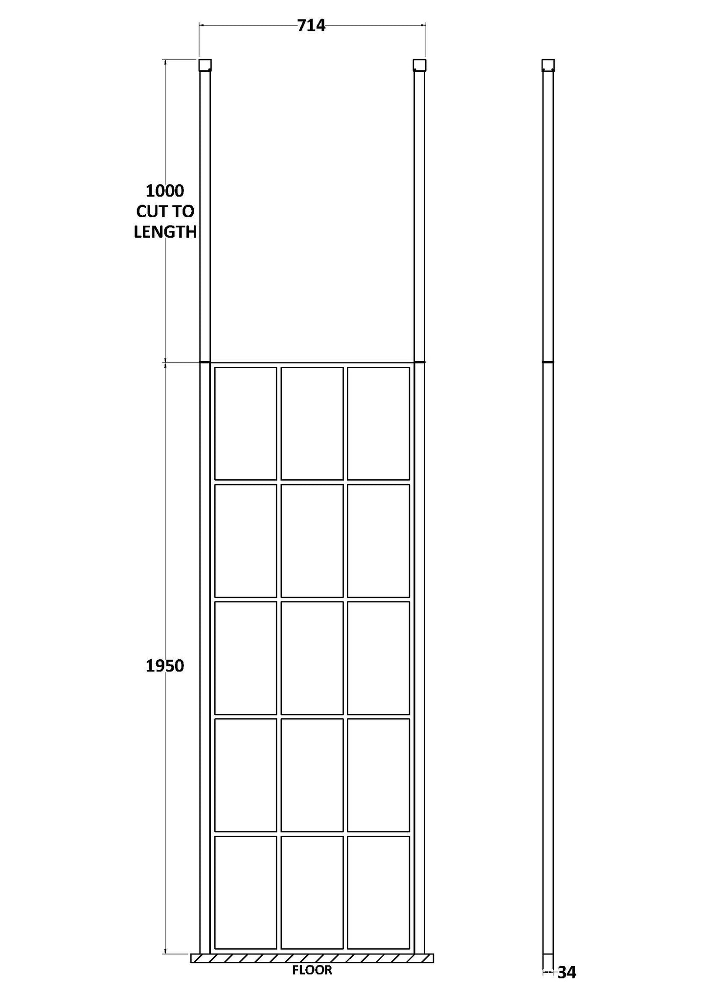 Hudson Reed 700mm Frame Screen With Ceiling Posts