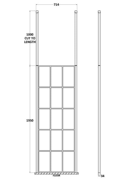 Hudson Reed 700mm Frame Screen With Ceiling Posts