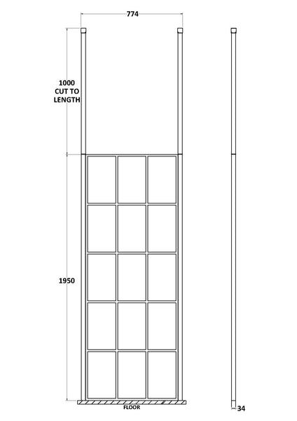 Hudson Reed 760mm Frame Screen With Ceiling Posts