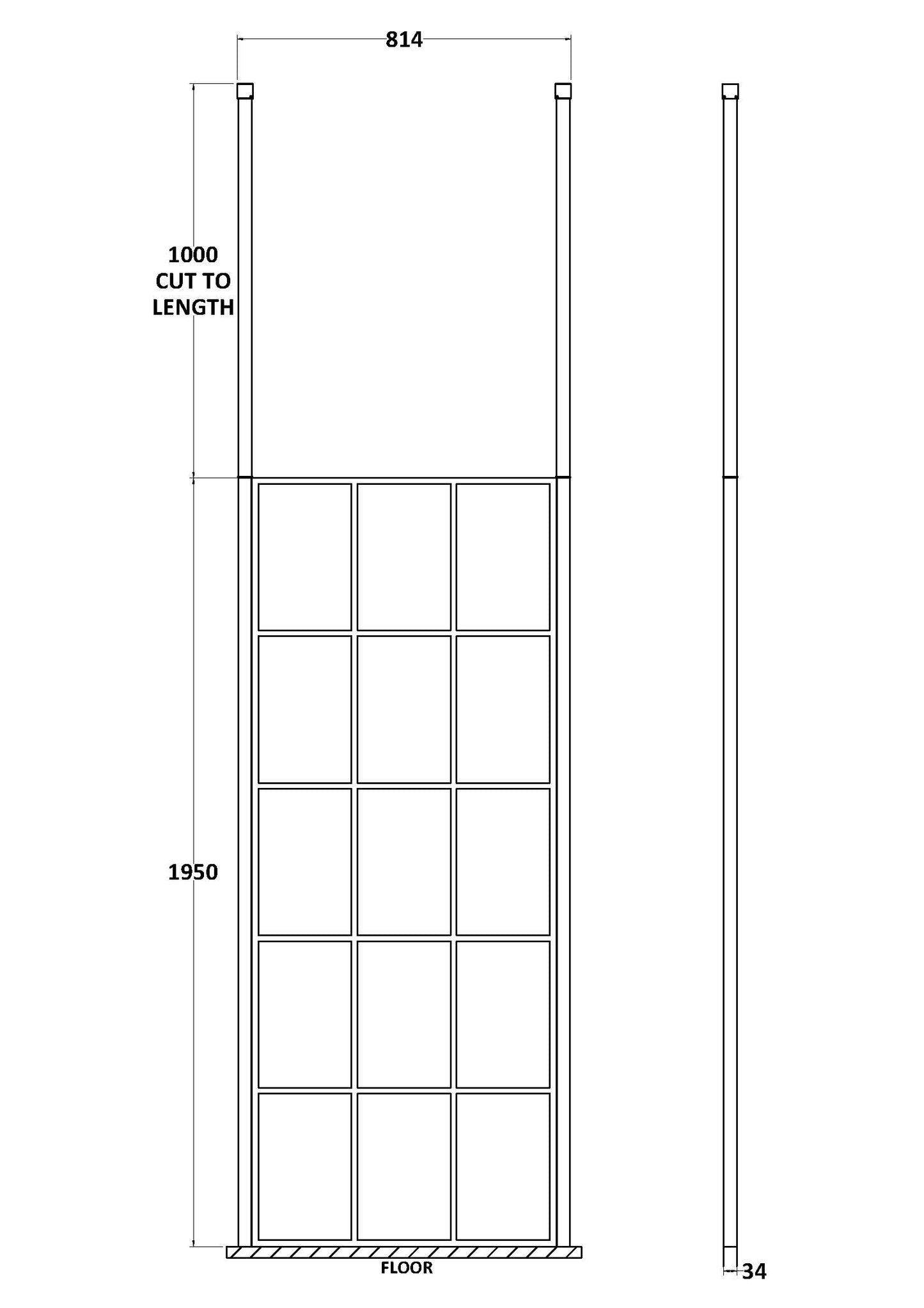 Hudson Reed 800mm Frame Screen With Ceiling Posts