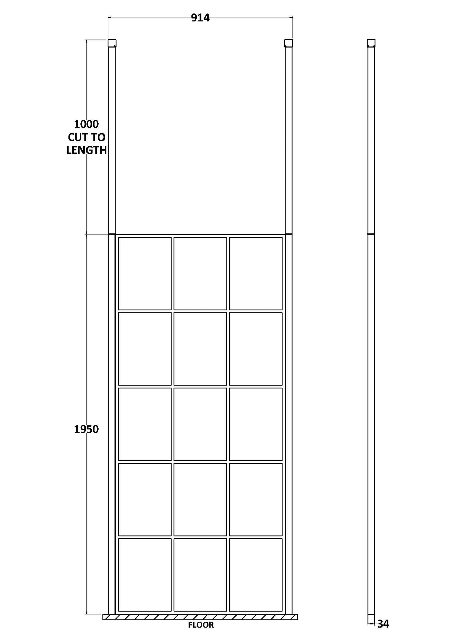 Hudson Reed 900mm Frame Screen With Ceiling Posts