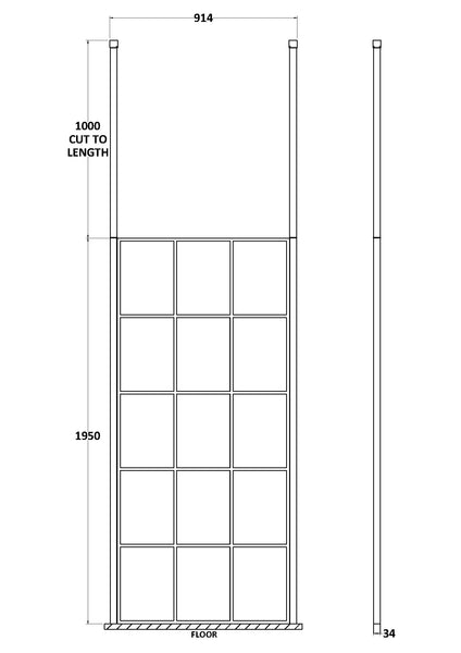 Hudson Reed 900mm Frame Screen With Ceiling Posts