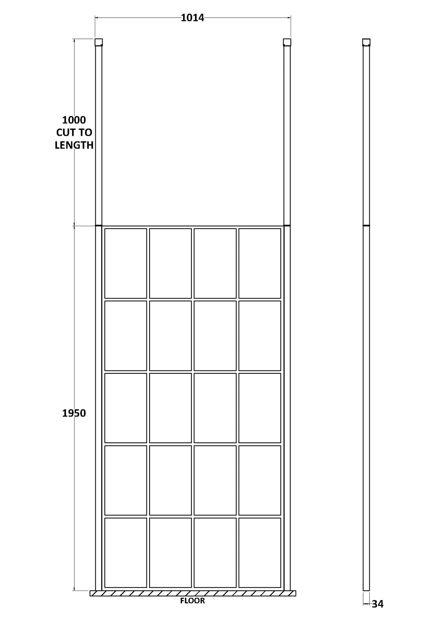 Hudson Reed 1000mm Frame Screen With Ceiling Posts