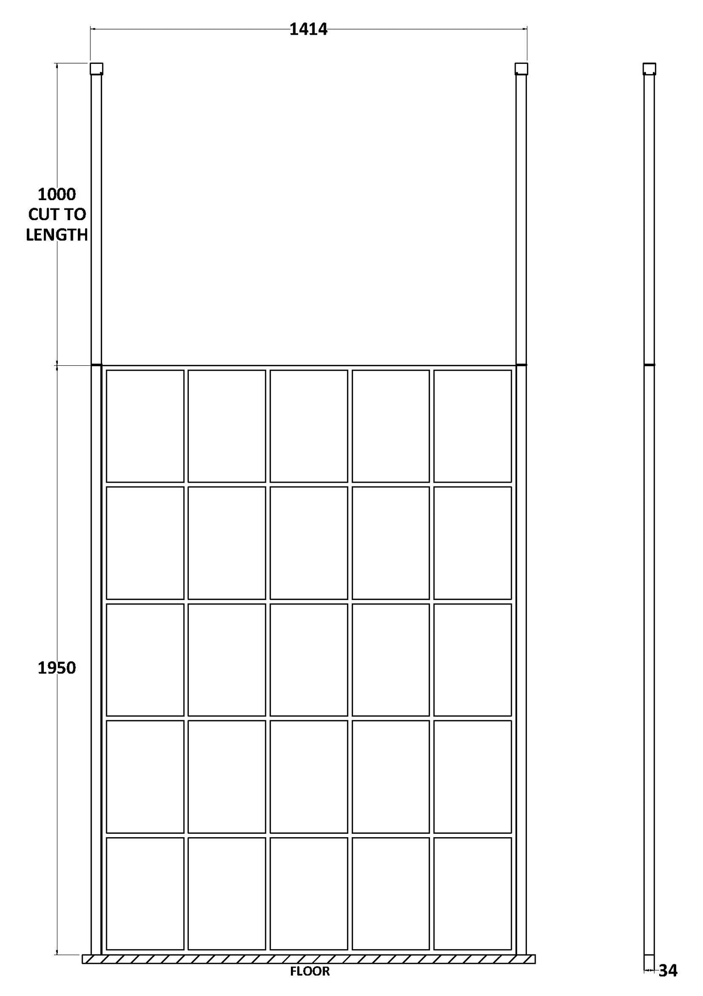 Hudson Reed 1400mm Frame Screen With Ceiling Posts