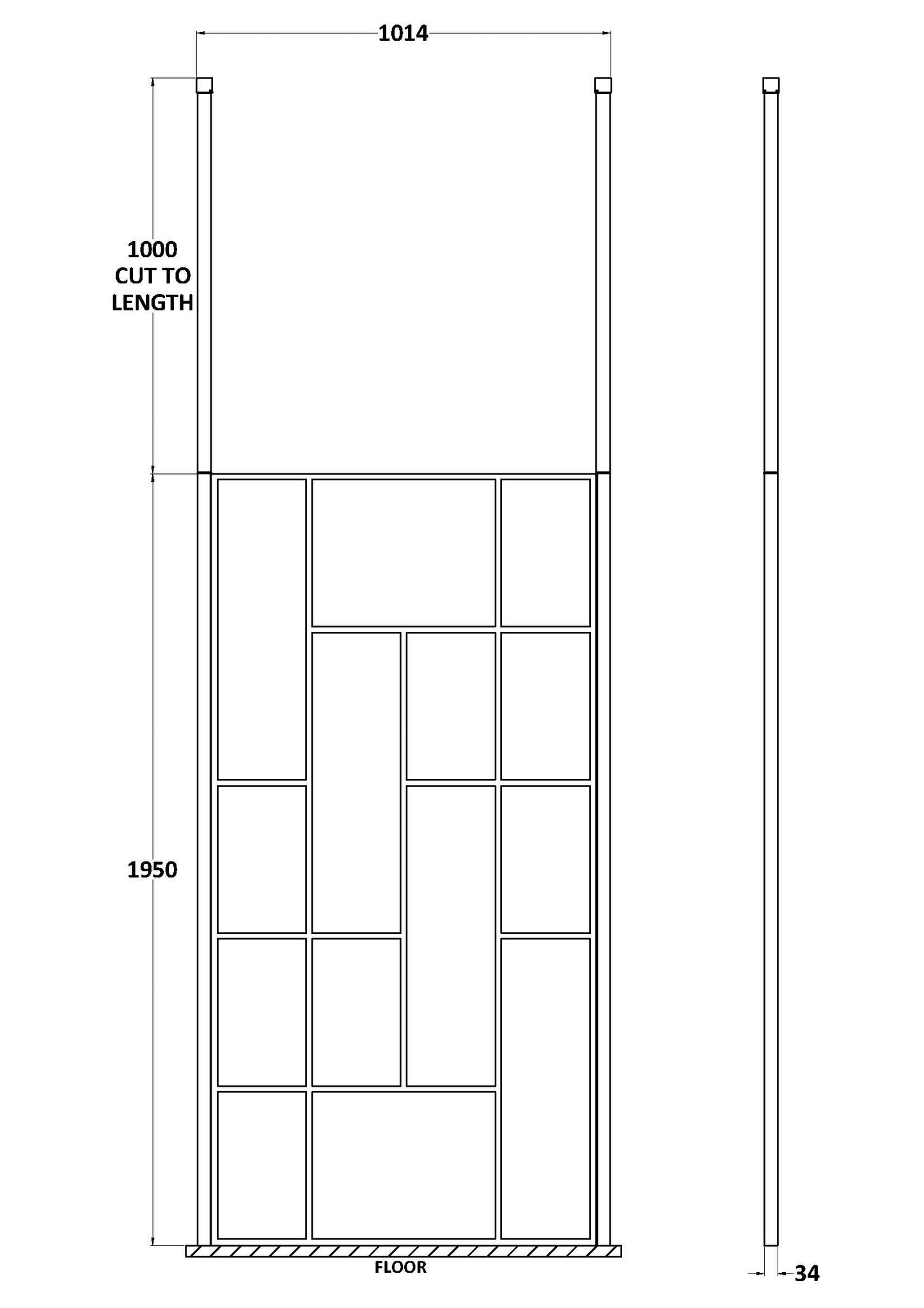 Hudson Reed 1000mm Abstract Frame Wetroom Screen with Ceiling Posts