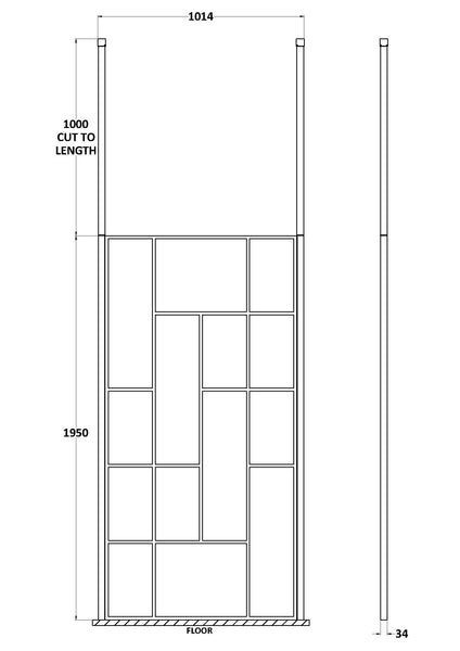 Hudson Reed 1000mm Abstract Frame Wetroom Screen with Ceiling Posts