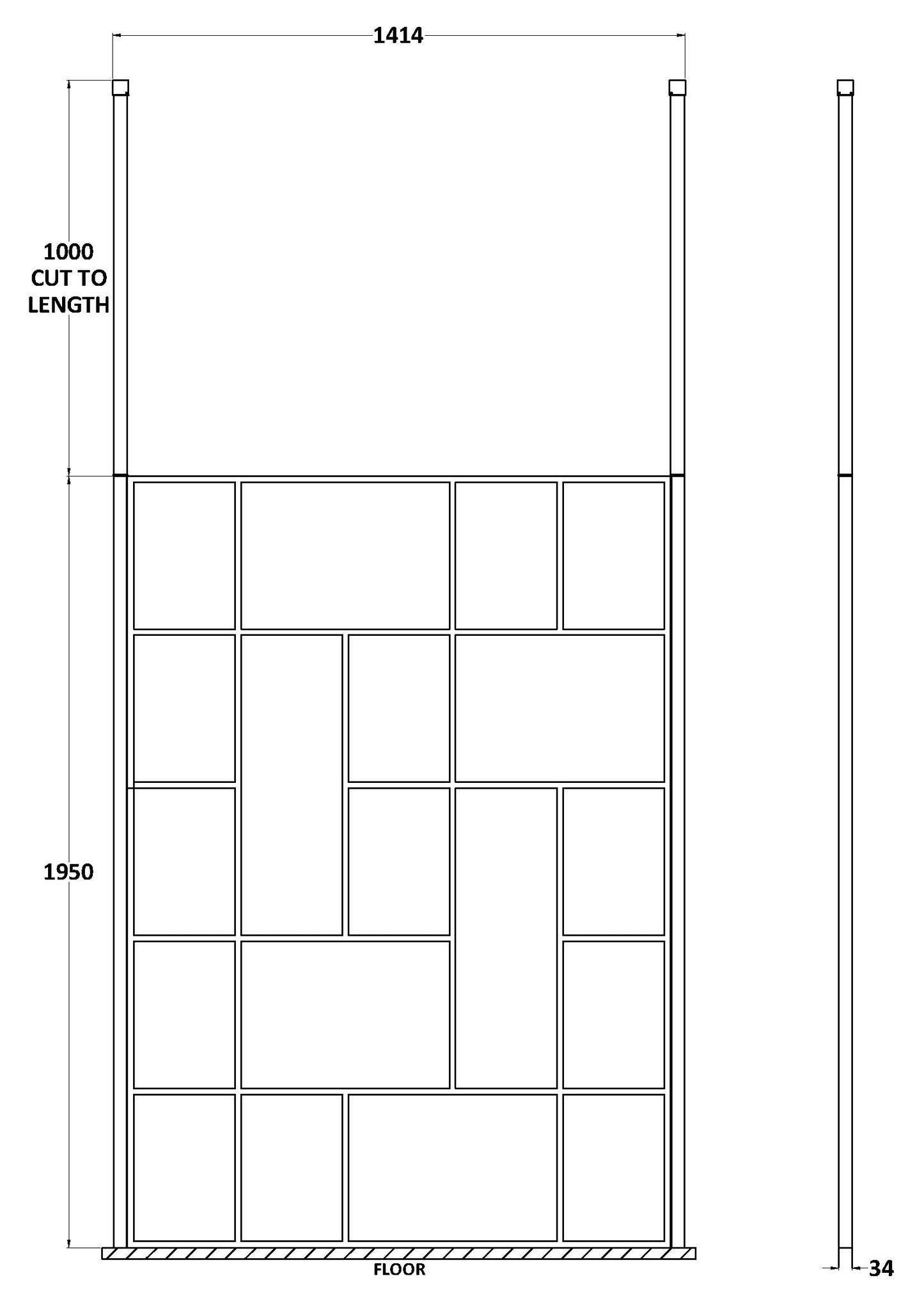 Hudson Reed 1400mm Abstract Frame Wetroom Screen with Ceiling Posts