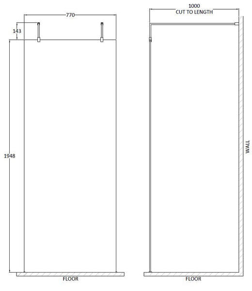 Hudson Reed 800mm Wetroom Screen with Arms and Feet