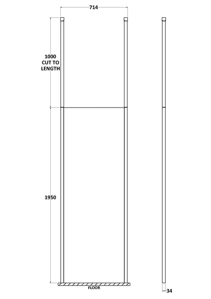 Hudson Reed 700mm Wetroom Screen with Ceiling Posts