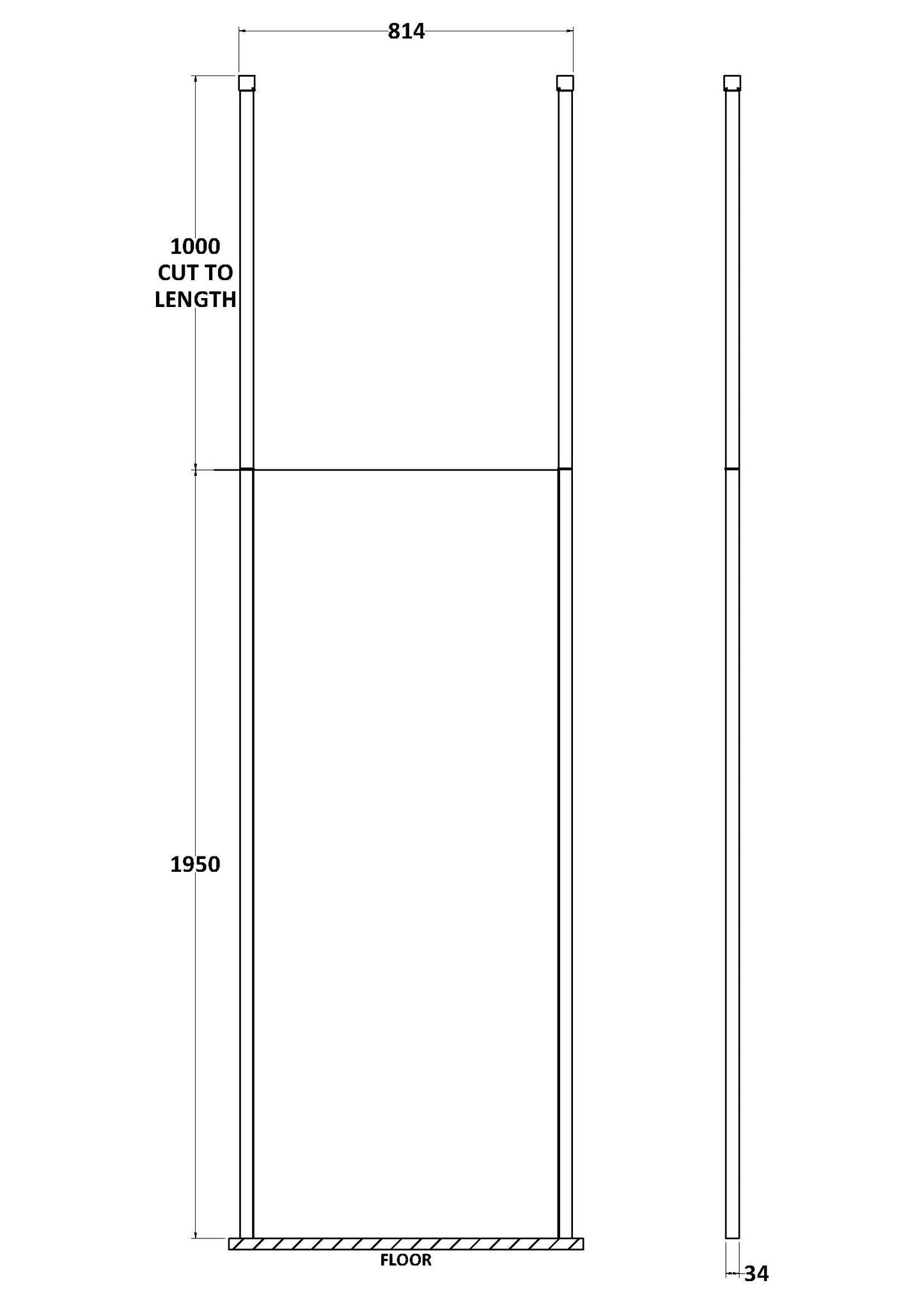 Hudson Reed 800mm Wetroom Screen with Ceiling Posts