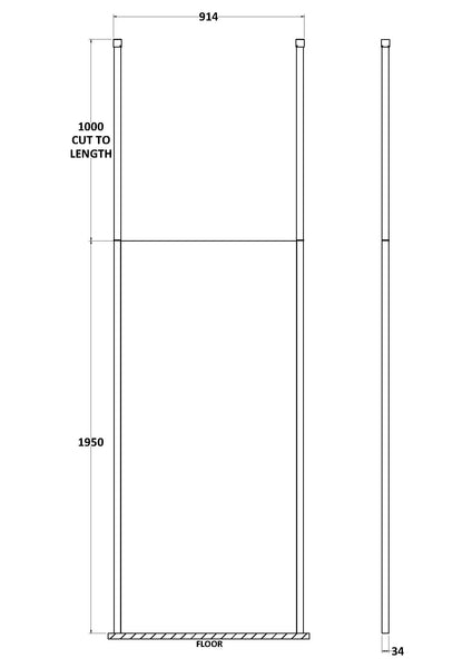 Hudson Reed 900mm Wetroom Screen with Ceiling Posts