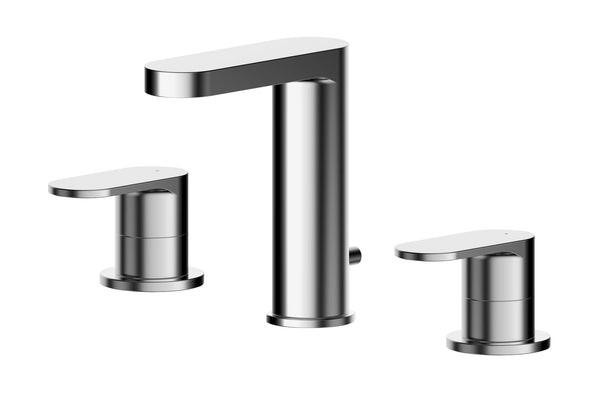 NUIE Deck Mounted 3 Tap Hole Basin Mixer With Pop Up Waste