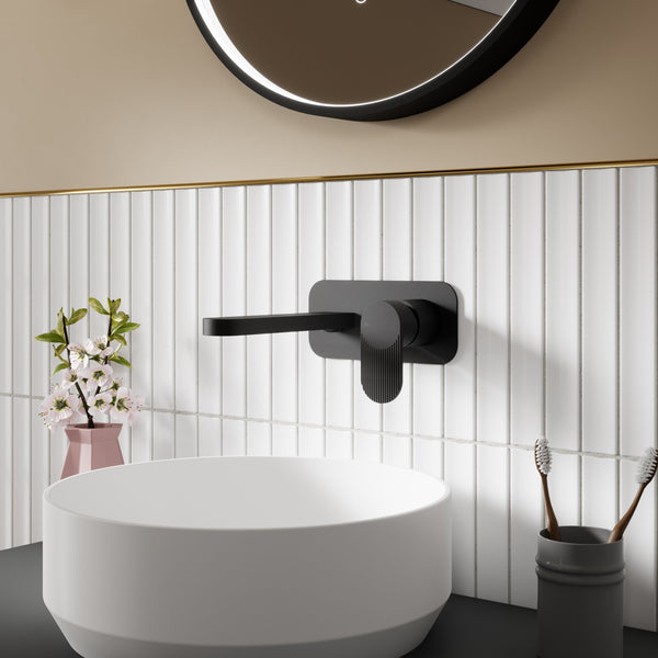 NUIE Wall Mounted 2 Tap Hole Basin Mixer With Plate