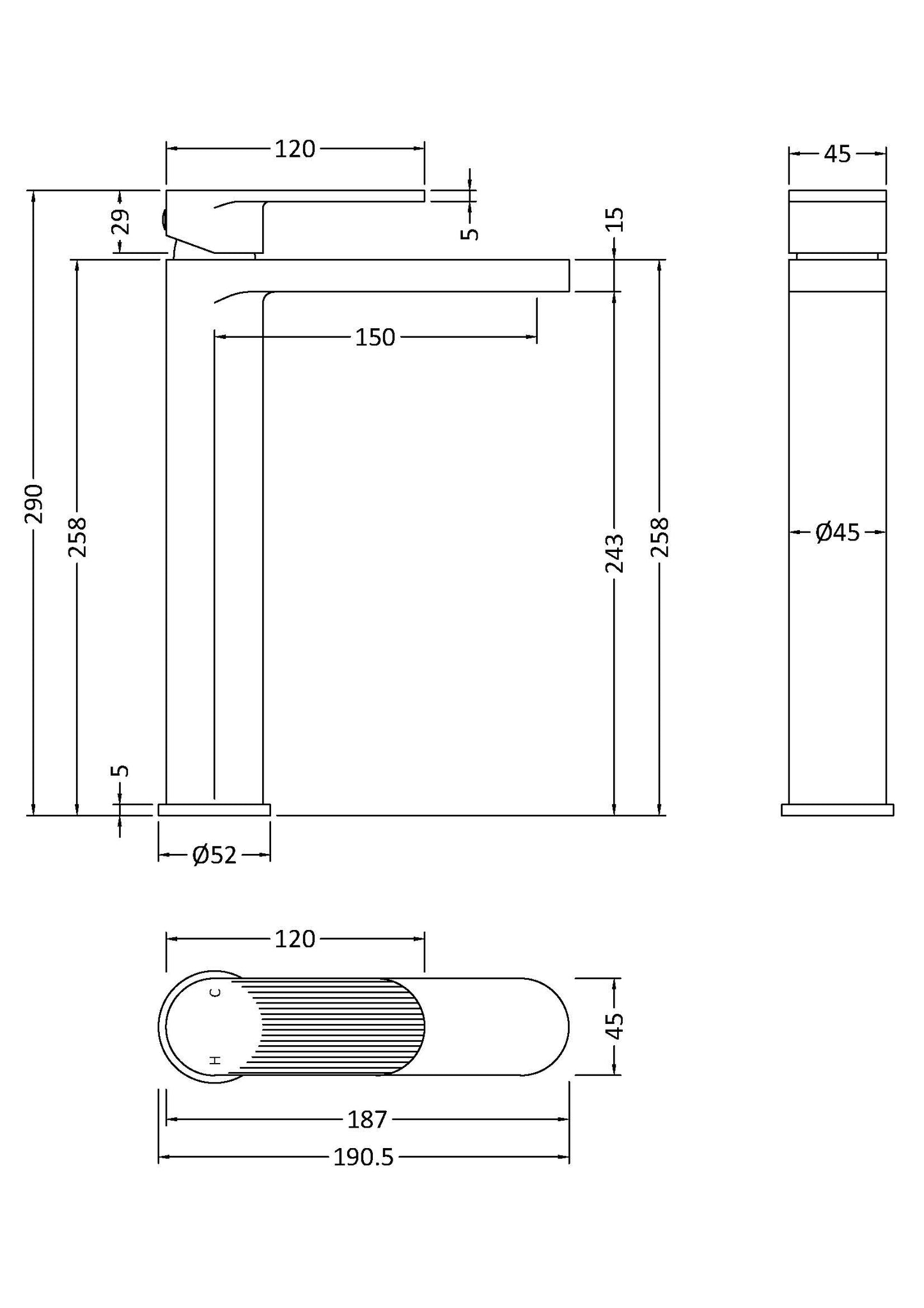 NUIE High Rise Mono Basin Mixer