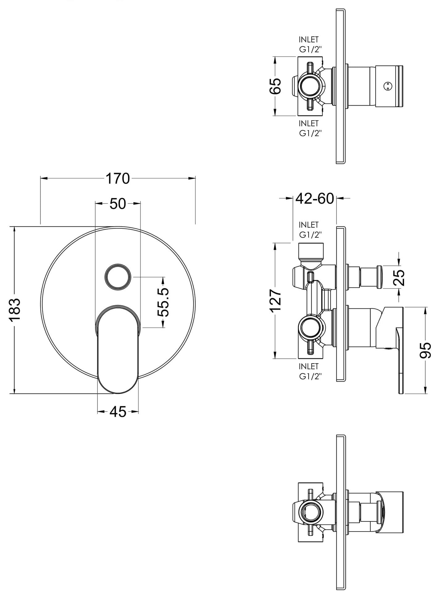 NUIE Manual Shower Valve With Diverter