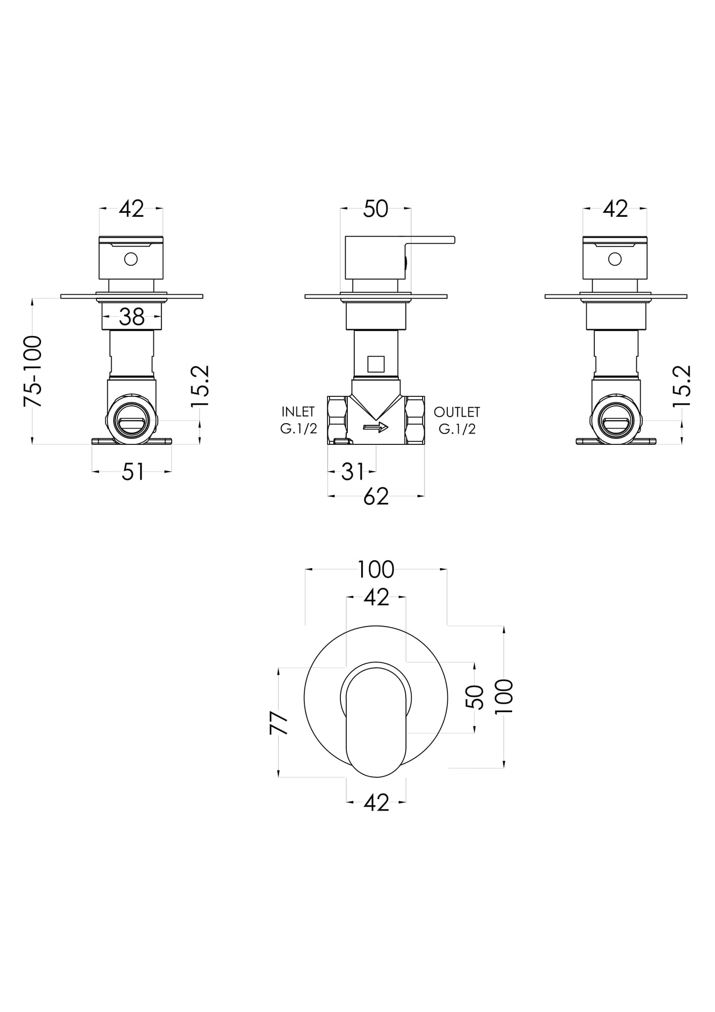 NUIE Concealed Stop Tap