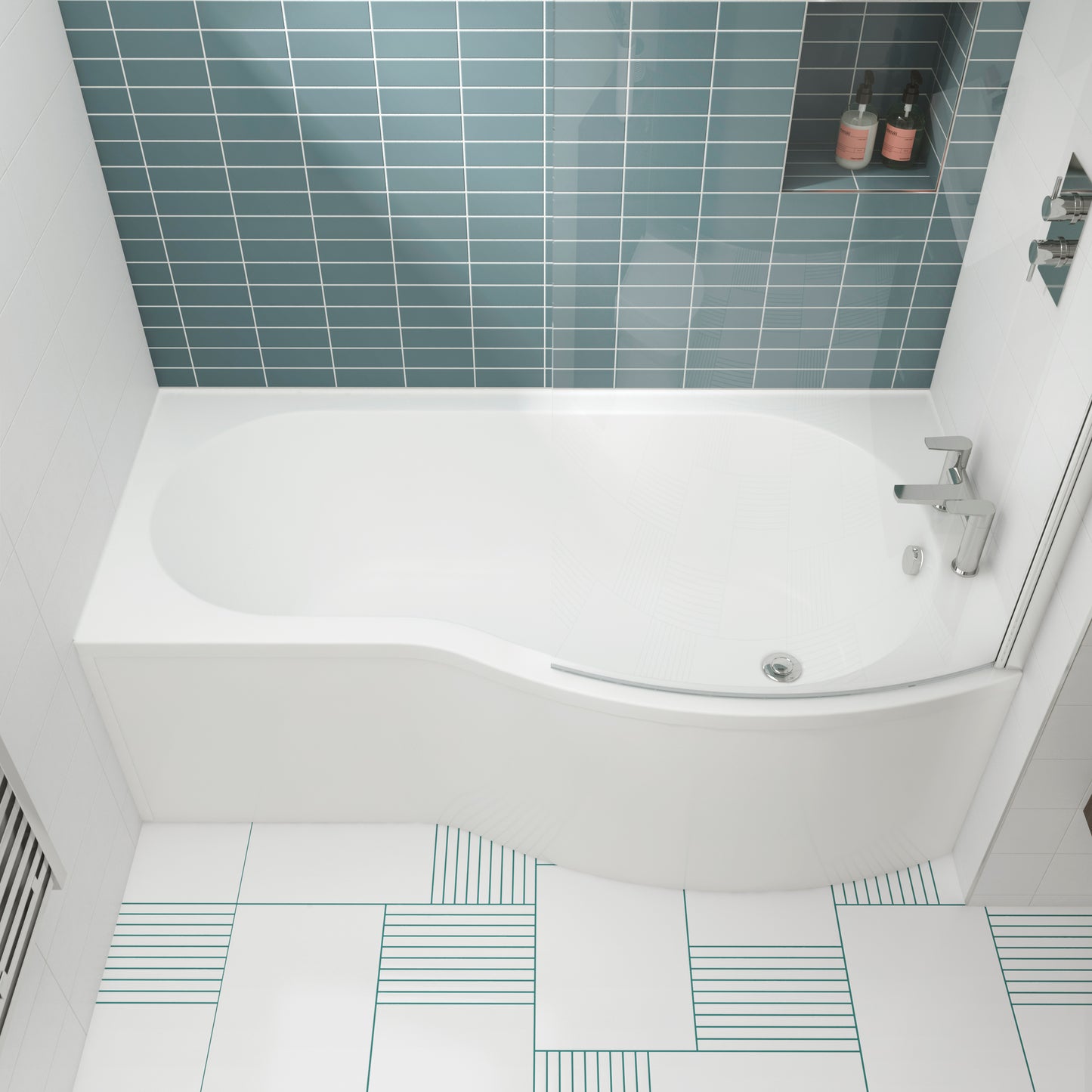 NUIE 1700mm Right Hand B-Shaped Bath