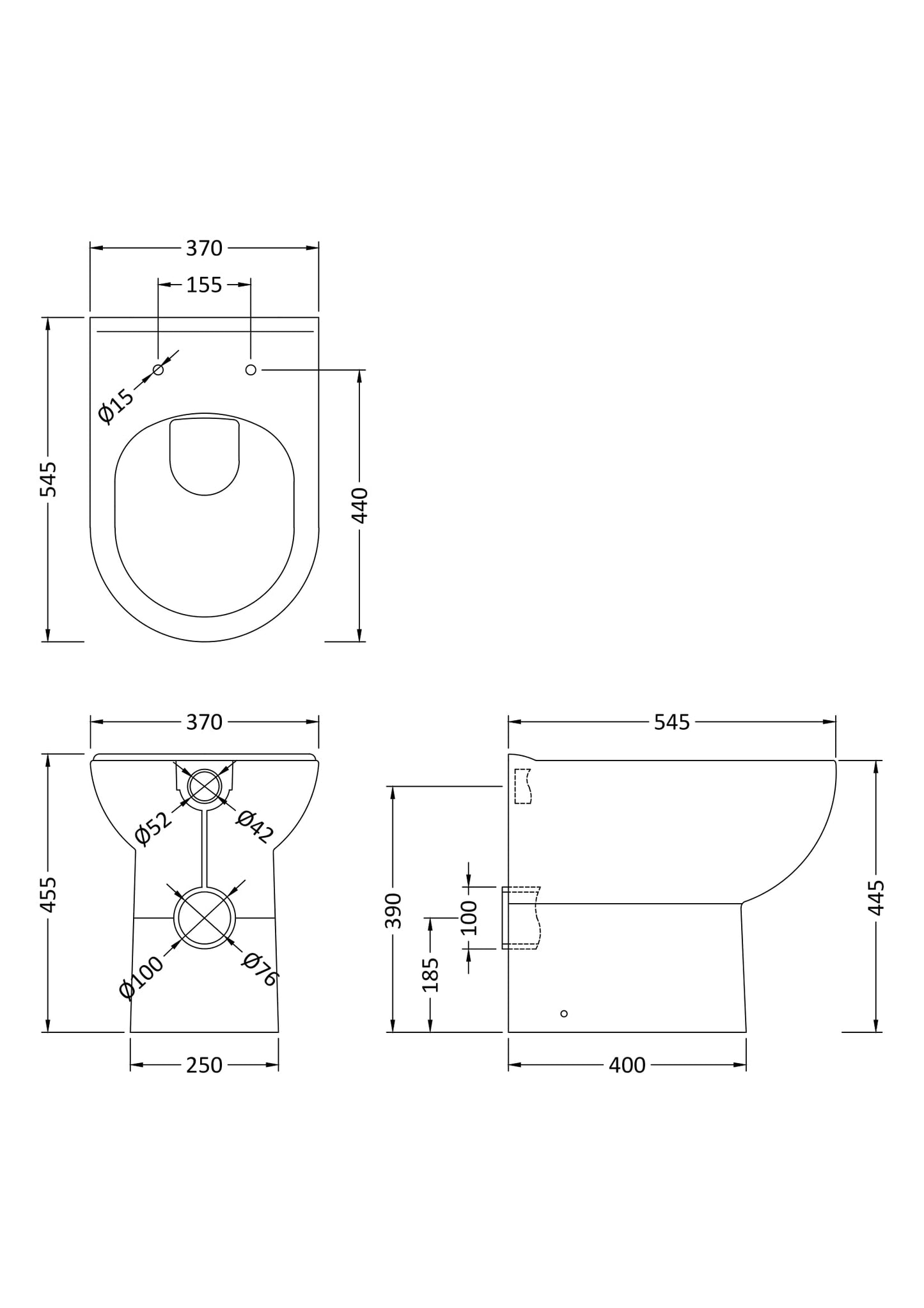 NUIE Comfort Height Back to Wall Pan