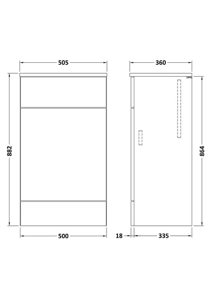 Hudson Reed 500mm WC Unit & Co-ordinating Top