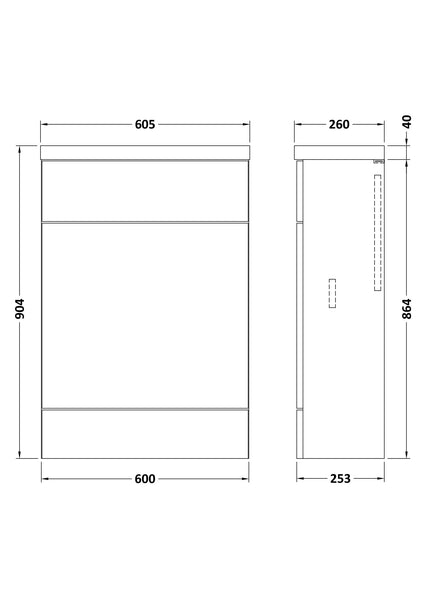 Hudson Reed 600mm WC Unit & Top - Compact