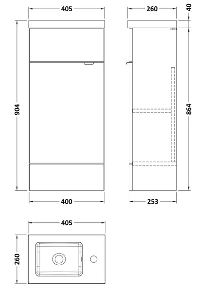Hudson Reed 400mm Vanity Unit & Basin - Compact