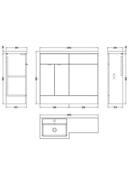Hudson Reed 1000mm Left Hand Combination