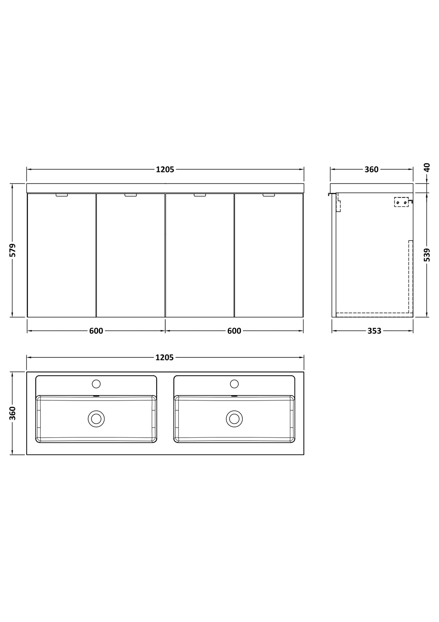 Hudson Reed 1200mm Vanity Unit & Double Basin