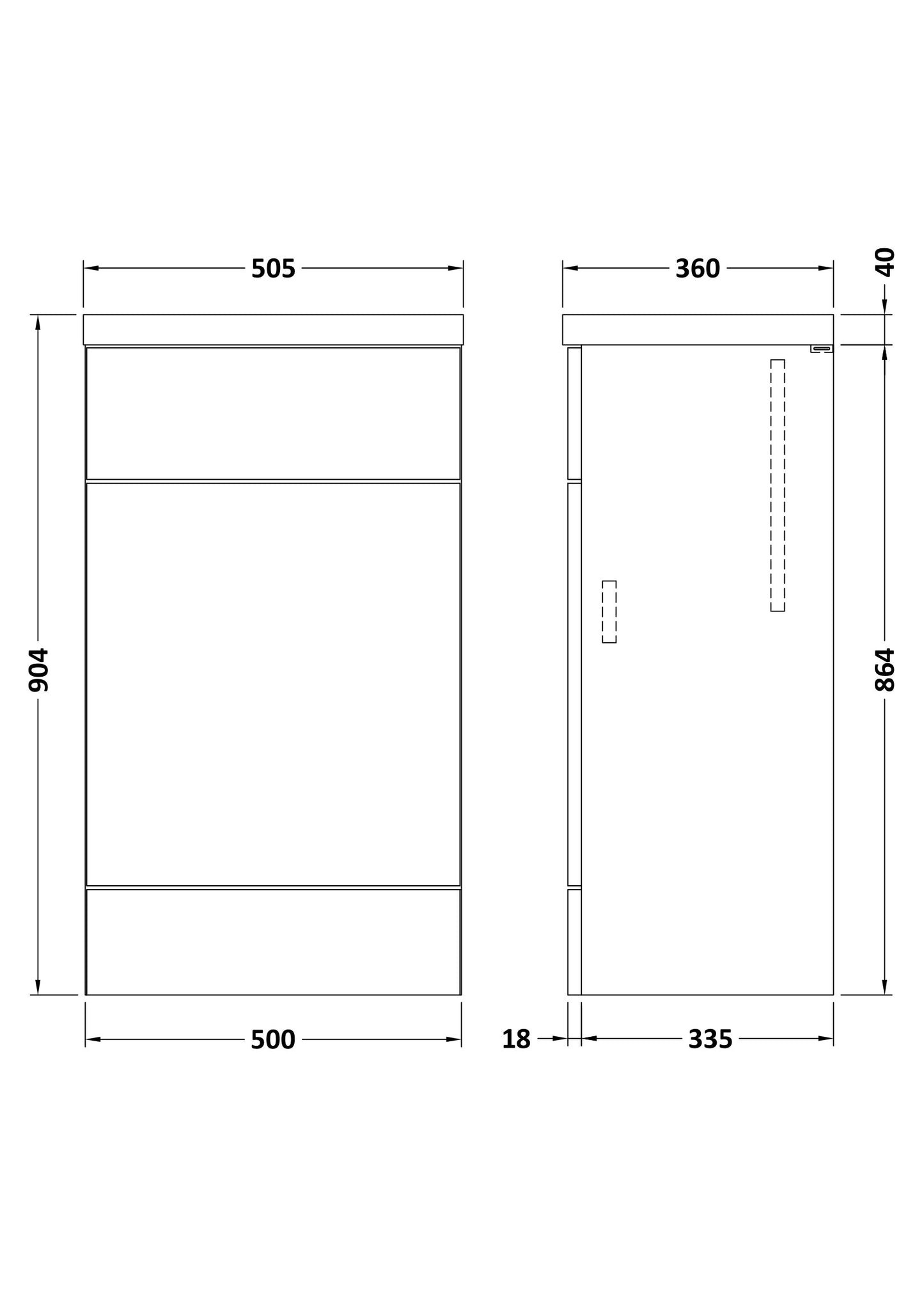 Hudson Reed 500mm WC Unit & Polymarble Top