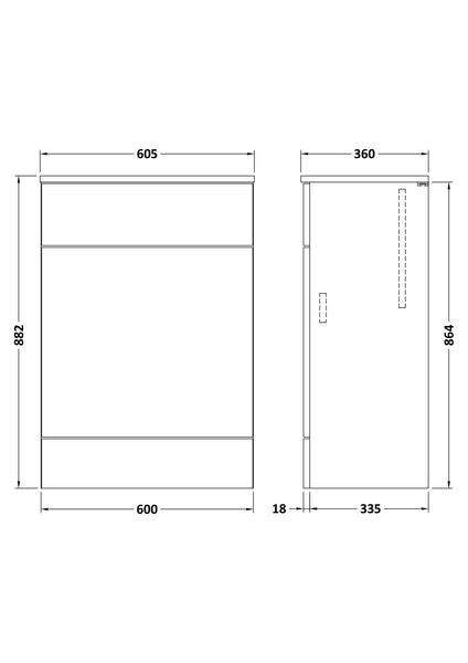 Hudson Reed 600mm WC Unit (355mm Deep)