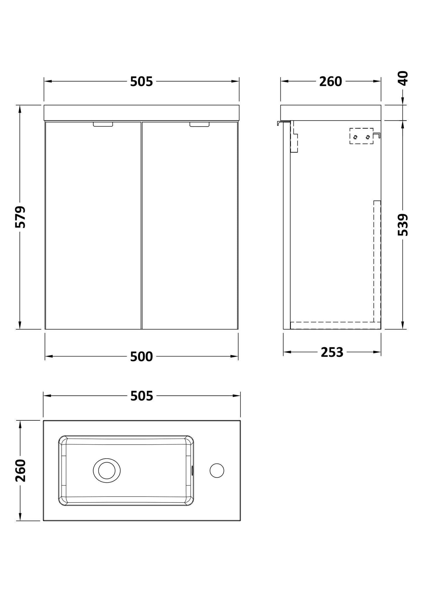 Hudson Reed 500mm 2-Door Wall Hung Unit & Basin