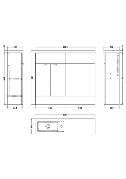 Hudson Reed 1000mm Combination Vanity & WC Compact