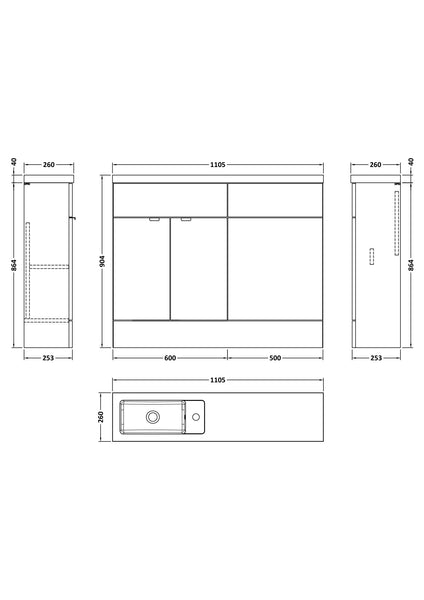Hudson Reed 1100mm Combination - Compact