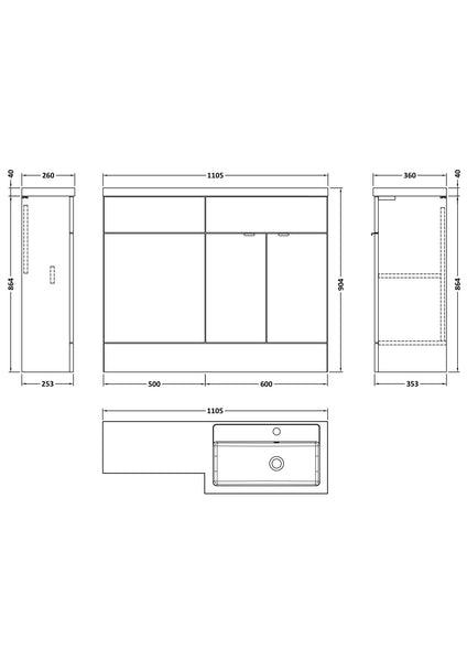 Hudson Reed 1100mm Combination - Full Depth - RH