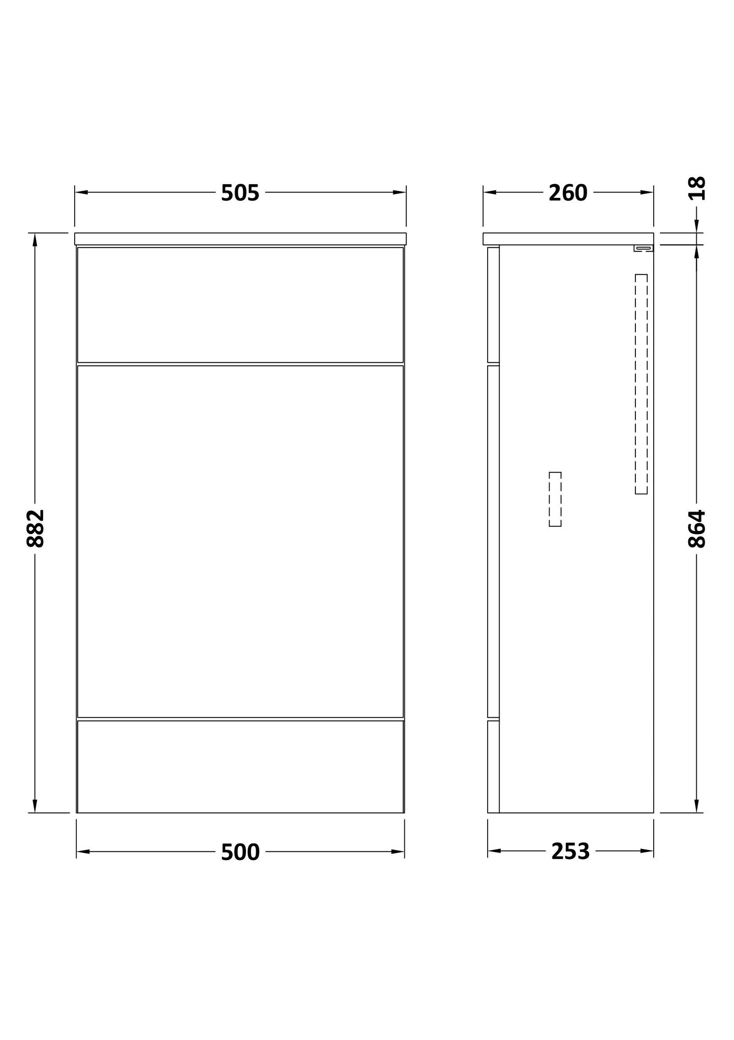 Hudson Reed 500mm WC Unit (255mm Deep)