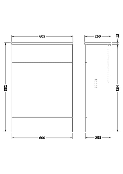 Hudson Reed 600mm WC Unit (255mm Deep)